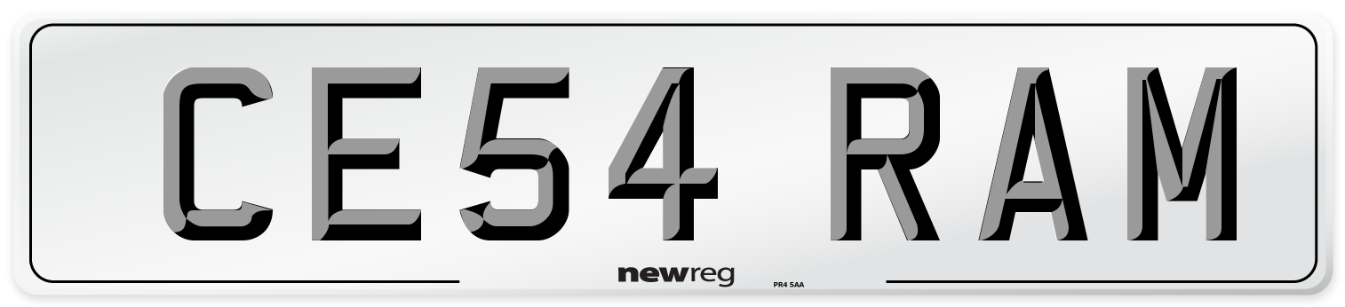 CE54 RAM Number Plate from New Reg